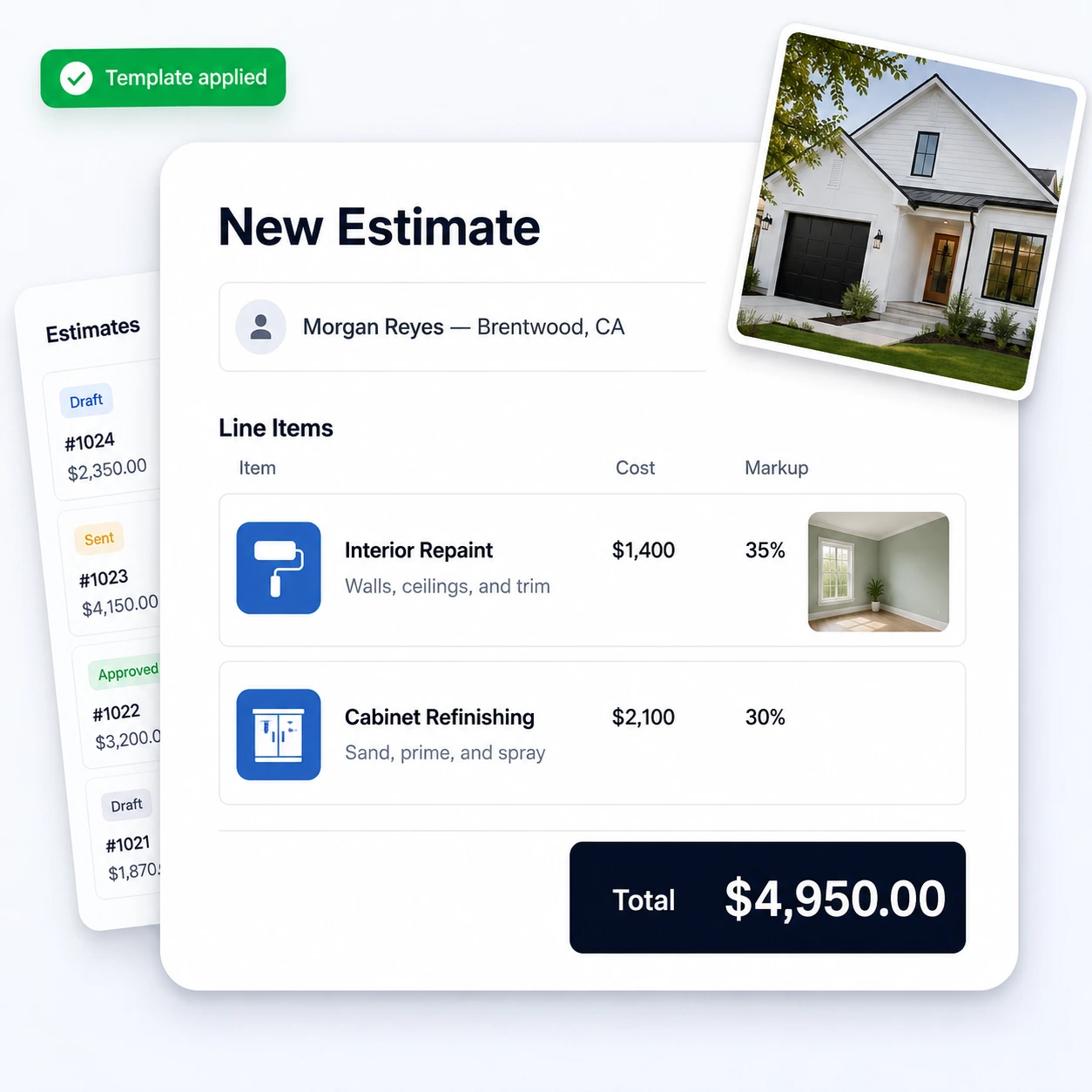 A professional RynoSuite estimate with line items and photos