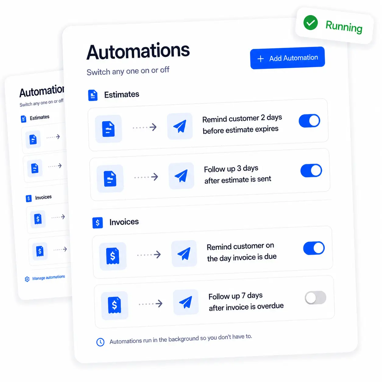 A library of ready-made automations with on/off toggles
