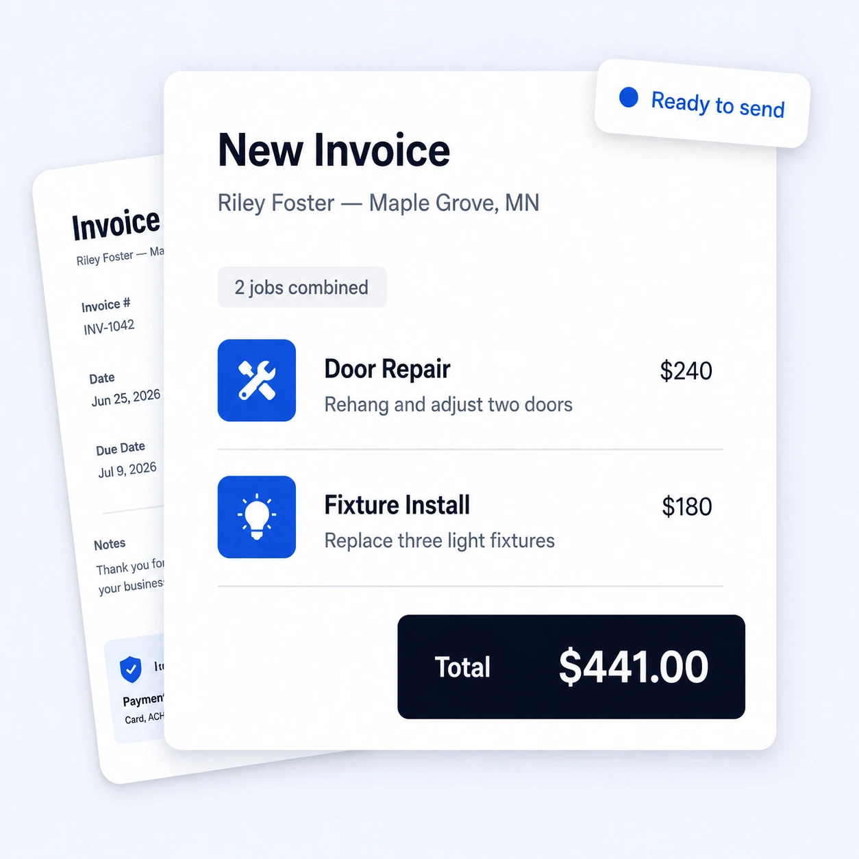 A professional invoice ready to send
