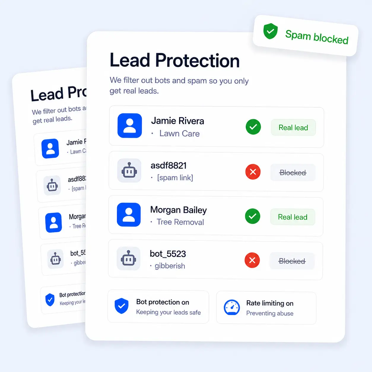 Bot protection filtering spam out of lead submissions