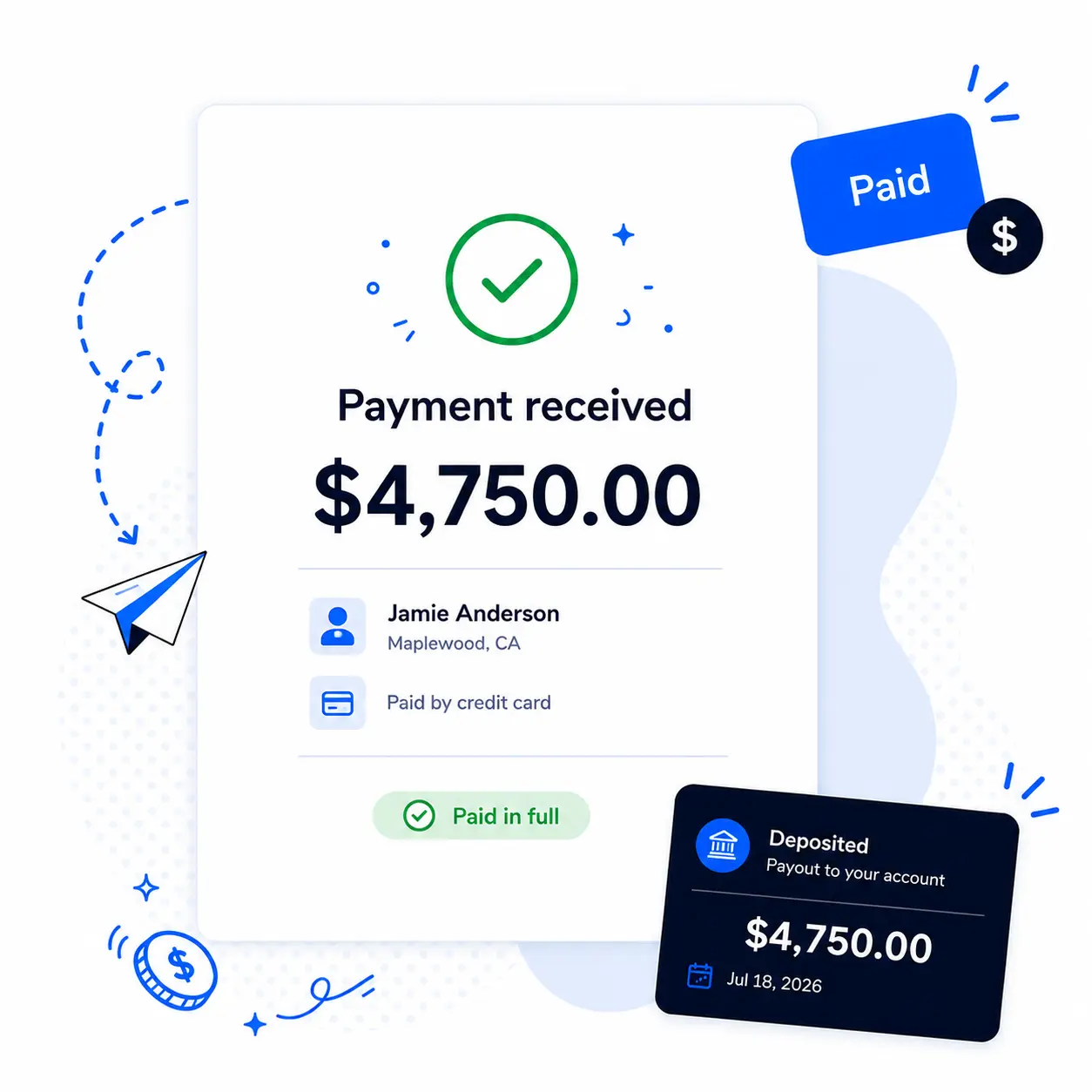 Payment received and deposited confirmation