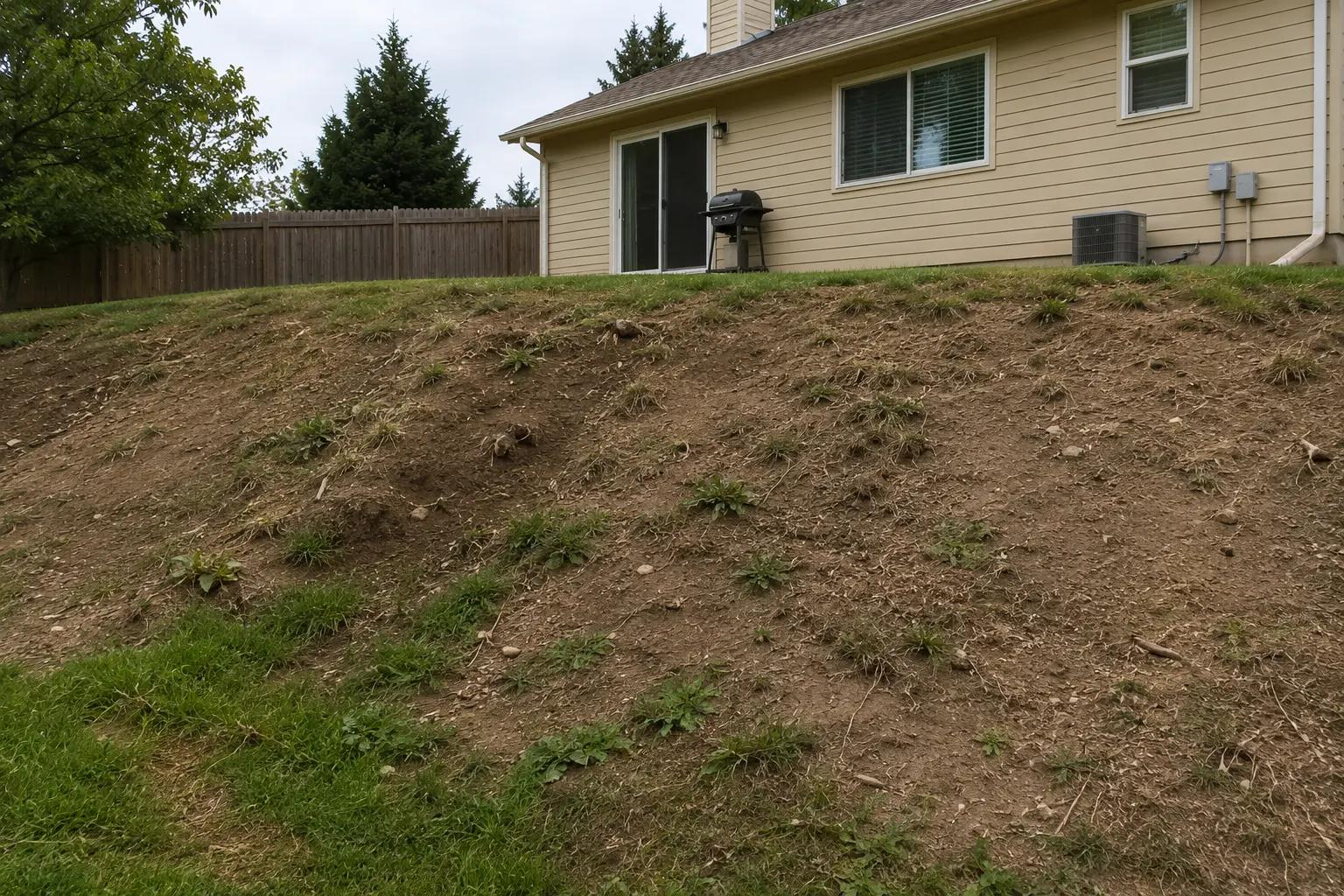 Slope before retaining wall